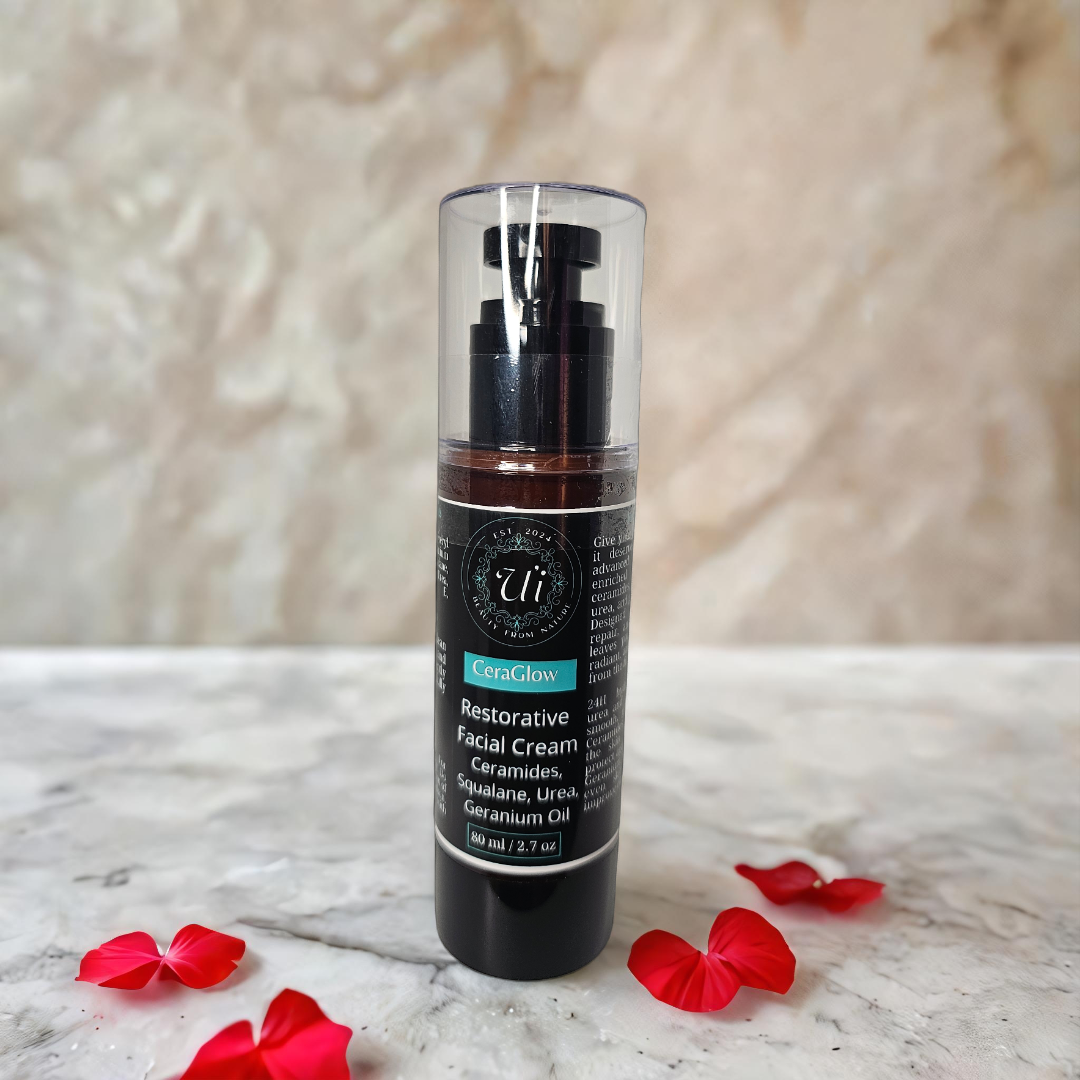 CeraGlow - Crema Facial Nutritiva | Urea + Células Madre + Ceramidas 3 + Aceite de Geranio + Aceite de Macadamia